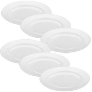 KOMPLET Talerze deserowe STRIPE ryflowane 17,6cm 6 sztuk szkło opal